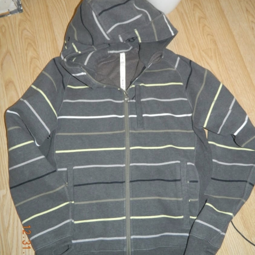 lululemon athletica Mens Core Gray Striped Hoodie Size M